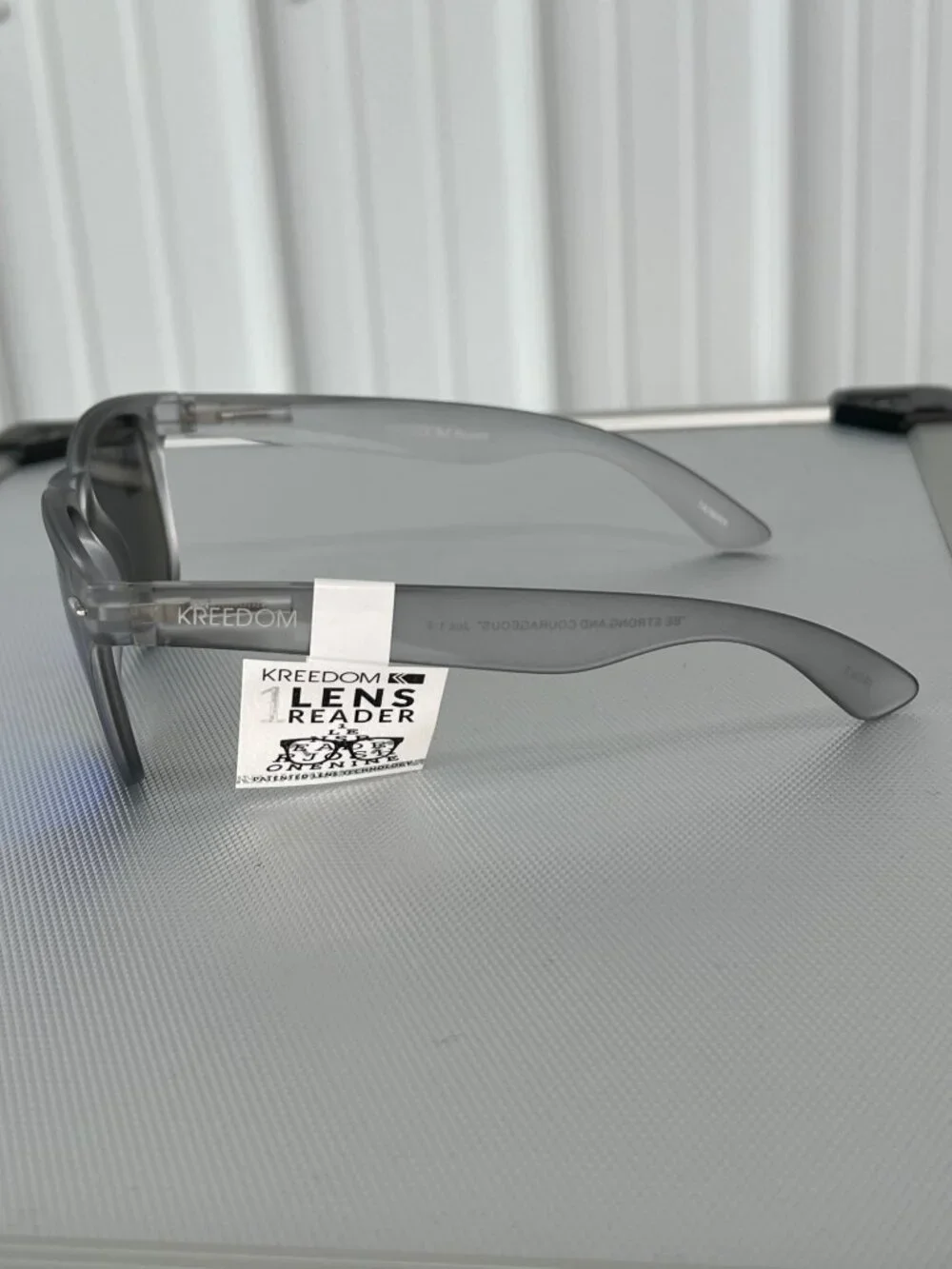 Kreedom Reverb Sunglasses 1 Lens Reader Tech Gray Frame Blue Mirror Lenses NEW
